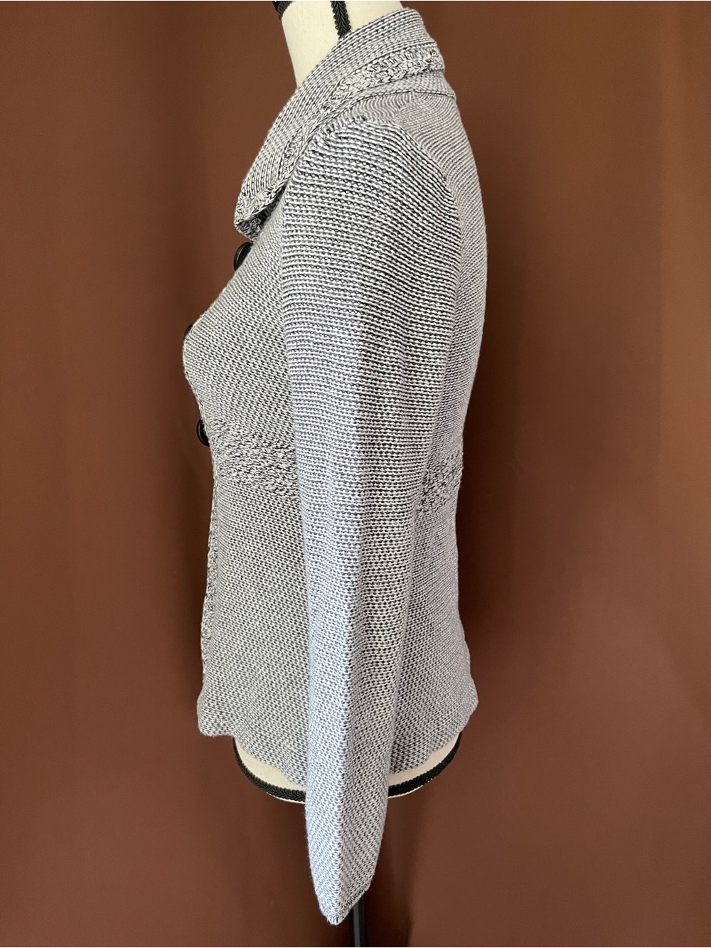 NIC+ZOE Knit gray fitted button front cotton blend Sweater Jacket cardigan XS/S - Picture 5 of 11